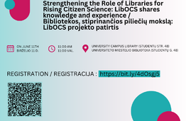 Kviečiame į renginį „Bibliotekos, stiprinančios piliečių mokslą: LibOCS projekto patirtis“