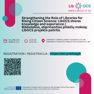 Kvietimas į renginys „Bibliotekos, stiprinančios piliečių mokslą: LibOCS projekto patirtis“