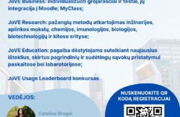 Bibliotekoje kovo 25 d. lankysis JoVE duomenų bazės atstovai