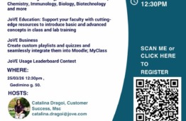 Bibliotekoje kovo 25 d. lankysis JoVE duomenų bazės atstovai